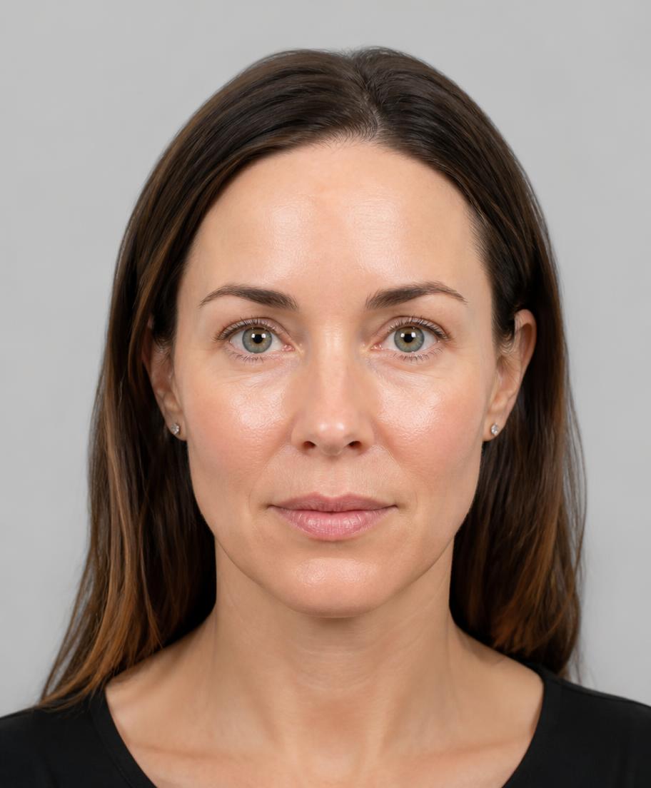 Imagem demonstrativa: rosto feminino depois da harmonização facial