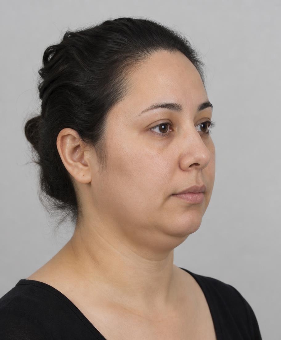 Imagem demonstrativa: perfil facial antes do contorno